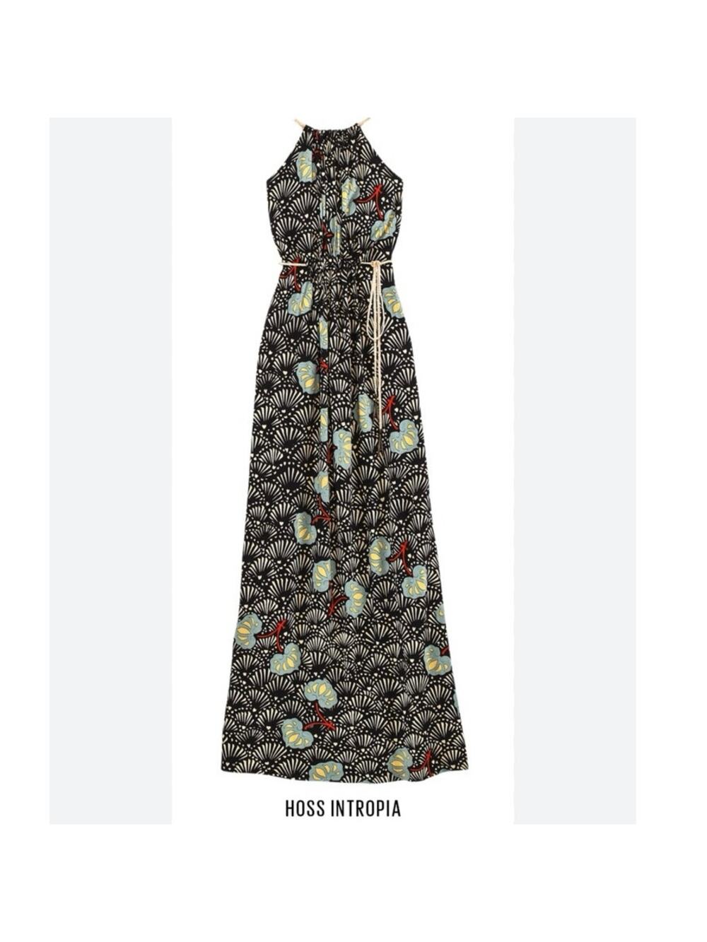 HOSS INTROPIA Printed Halter Maxi Dress Size Small